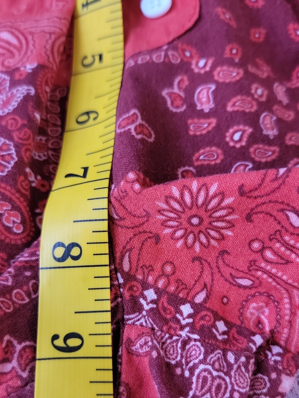 Zoe + Liv Juniors Patchwork High Waist Shorts Red XS - Picture 9 of 9